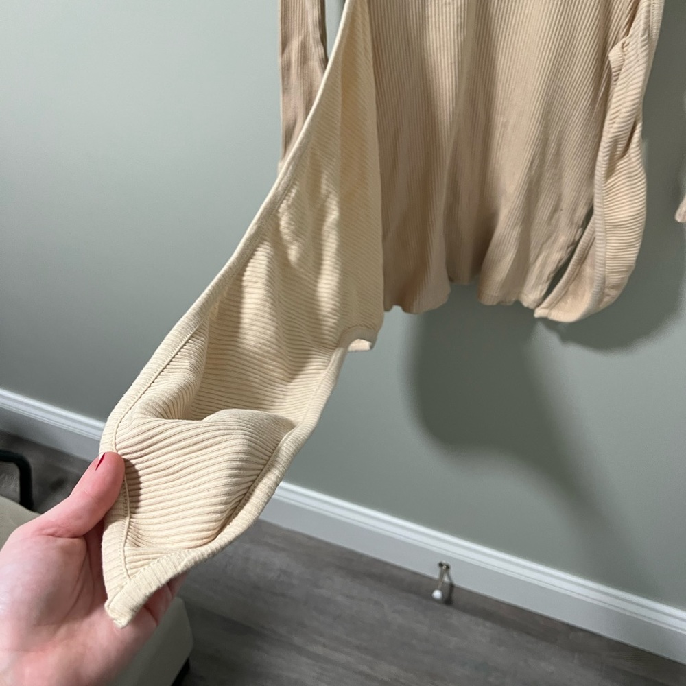 Superdown x Revolve Tan Ribbed Wrap Mini Dress - Picture 5 of 7
